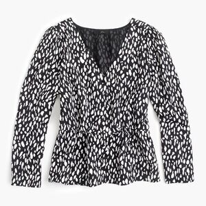 J Crew Long-sleeve peplum top in printed satin-crepe
size 10